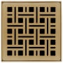 Infinity Drain 4" x 4" Premium Center Drain Strainer with Weave Pattern Decorative Plate and 2" Throat Polished Brass
