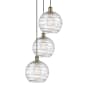 Innovations Lighting Athens 3 Light 17" Wide Multi Light Pendant Antique Brass / Clear Deco Swirl