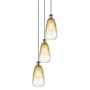 Innovations Lighting Brookhaven Almond 3 Light 13" Wide Multi Light Pendant Antique Brass / Amber