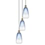 Innovations Lighting Brookhaven Almond 3 Light 13" Wide Multi Light Pendant Antique Brass / Sapphire Blue
