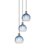 Innovations Lighting Brookhaven Globe 3 Light 15" Wide Multi Light Pendant Antique Brass / Sapphire Blue