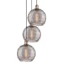 Innovations Lighting Athens Deco Swirl 3 Light 17" Wide Multi Light Pendant Antique Copper / Light Smoke Deco Swirl
