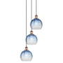 Innovations Lighting Brookhaven Globe 3 Light 15" Wide Multi Light Pendant Antique Copper / Sapphire Blue