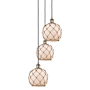 Innovations Lighting Farmhouse Rope 3 Light 15" Wide Multi Light Pendant Black Antique Brass / White Glass with Brown Rope