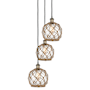 Innovations Lighting Farmhouse Rope 3 Light 15" Wide Multi Light Pendant Black Antique Brass / Clear Glass with Brown Rope