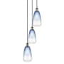 Innovations Lighting Brookhaven Almond 3 Light 13" Wide Multi Light Pendant Black Antique Brass / Sapphire Blue