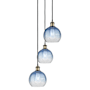 Innovations Lighting Brookhaven Globe 3 Light 15" Wide Multi Light Pendant Black Antique Brass / Sapphire Blue