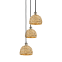 Innovations Lighting Woven Rattan 3 Light 19" Wide Multi Light Pendant Black Antique Brass / Natural