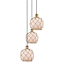 Innovations Lighting Farmhouse Rope 3 Light 15" Wide Multi Light Pendant Brushed Brass / White Glass with Brown Rope