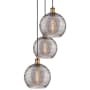 Innovations Lighting Athens Deco Swirl 3 Light 17" Wide Multi Light Pendant Brushed Brass / Light Smoke Deco Swirl