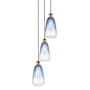 Innovations Lighting Brookhaven Almond 3 Light 13" Wide Multi Light Pendant Brushed Brass / Sapphire Blue