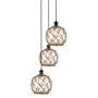 Innovations Lighting Farmhouse Rope 3 Light 15" Wide Multi Light Pendant Matte Black / Clear Glass with Brown Rope