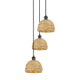 Innovations Lighting Woven Rattan 3 Light 19" Wide Multi Light Pendant Matte Black / Natural