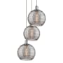 Innovations Lighting Athens Deco Swirl 3 Light 17" Wide Multi Light Pendant Polished Chrome / Light Smoke Deco Swirl