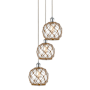 Innovations Lighting Farmhouse Rope 3 Light 15" Wide Multi Light Pendant Polished Chrome / Clear Glass with Brown Rope