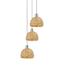 Innovations Lighting Woven Rattan 3 Light 19" Wide Multi Light Pendant Polished Chrome / Natural
