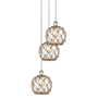 Innovations Lighting Farmhouse Rope 3 Light 15" Wide Multi Light Pendant Polished Nickel / Clear Glass with Brown Rope