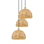 Innovations Lighting Woven Rattan 3 Light 19" Wide Multi Light Pendant Satin Gold / Natural / Multi-colored