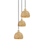 Innovations Lighting Woven Rattan 3 Light 19" Wide Multi Light Pendant Satin Gold / Natural