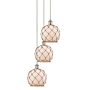 Innovations Lighting Farmhouse Rope 3 Light 15" Wide Multi Light Pendant Brushed Satin Nickel / White Glass with Brown Rope