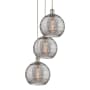 Innovations Lighting Athens Deco Swirl 3 Light 17" Wide Multi Light Pendant Brushed Satin Nickel / Light Smoke Deco Swirl