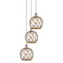 Innovations Lighting Farmhouse Rope 3 Light 15" Wide Multi Light Pendant Brushed Satin Nickel / Clear Glass with Brown Rope