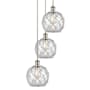Innovations Lighting Farmhouse Rope 3 Light 15" Wide Multi Light Pendant Brushed Satin Nickel / Clear Glass with White Rope