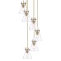Innovations Lighting Newton Cone 6 Light 19" Wide Multi Light Pendant Brushed Brass / Clear