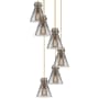Innovations Lighting Newton Cone 6 Light 19" Wide Multi Light Pendant Brushed Brass / Light Smoke