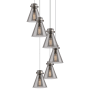 Innovations Lighting Newton Cone 6 Light 19" Wide Multi Light Pendant Polished Nickel / Light Smoke