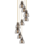 Innovations Lighting Newton Bell 9 Light 23" Wide Multi Light Pendant Brushed Brass / Light Smoke