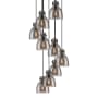 Innovations Lighting Newton Bell 9 Light 23" Wide Multi Light Pendant Matte Black / Light Smoke