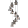 Innovations Lighting Newton Bell 9 Light 23" Wide Multi Light Pendant Brushed Satin Nickel / Light Smoke