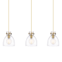 Innovations Lighting Newton Bell 3 Light 40" Wide Linear Pendant Brushed Brass / Clear