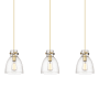 Innovations Lighting Newton Bell 3 Light 40" Wide Linear Pendant Brushed Brass / Seedy
