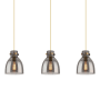 Innovations Lighting Newton Bell 3 Light 40" Wide Linear Pendant Brushed Brass / Light Smoke