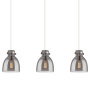 Innovations Lighting Newton Bell 3 Light 40" Wide Linear Pendant Polished Nickel / Light Smoke