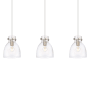 Innovations Lighting Newton Bell 3 Light 40" Wide Linear Pendant Brushed Satin Nickel / Clear