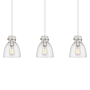 Innovations Lighting Newton Bell 3 Light 40" Wide Linear Pendant Brushed Satin Nickel / Seedy