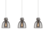 Innovations Lighting Newton Bell 3 Light 40" Wide Linear Pendant Brushed Satin Nickel / Light Smoke
