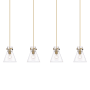 Innovations Lighting Newton Cone 4 Light 52" Wide Linear Pendant Brushed Brass / Clear