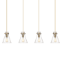 Innovations Lighting Newton Cone 4 Light 52" Wide Linear Pendant Brushed Brass / Seedy