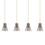 Innovations Lighting Newton Cone 4 Light 52" Wide Linear Pendant Brushed Brass / Light Smoke