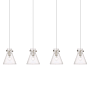 Innovations Lighting Newton Cone 4 Light 52" Wide Linear Pendant Polished Nickel / Clear