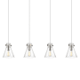 Innovations Lighting Newton Cone 4 Light 52" Wide Linear Pendant Polished Nickel / Seedy