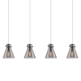 Innovations Lighting Newton Cone 4 Light 52" Wide Linear Pendant Polished Nickel / Light Smoke