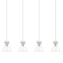 Innovations Lighting Newton Cone 4 Light 52" Wide Linear Pendant Brushed Satin Nickel / Clear