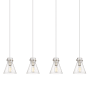 Innovations Lighting Newton Cone 4 Light 52" Wide Linear Pendant Brushed Satin Nickel / Seedy