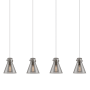 Innovations Lighting Newton Cone 4 Light 52" Wide Linear Pendant Brushed Satin Nickel / Light Smoke