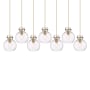 Innovations Lighting Newton Sphere 7 Light 52" Wide Linear Pendant Brushed Brass / Clear